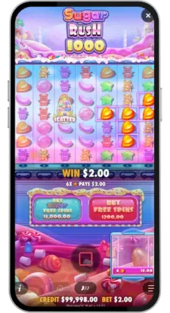 Play Sugar Rush 1000 with clusters of 5 or more matching symbols