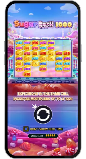 Sugar Rush 1000 opening screen with multiplier spots
