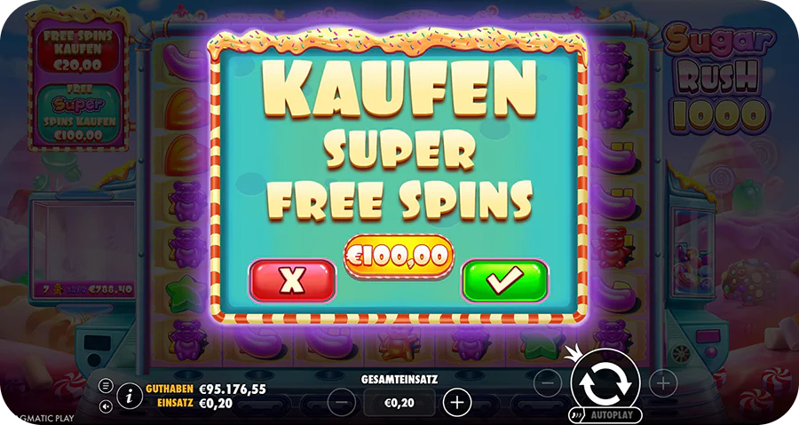 Free Spins und Bonus Buy bei Sugar Rush 1000 mit Scatter-Symbolen