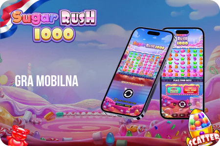Sugar Rush 1000 app na smartfonie z dostępem do kasyna na Androidzie i iOS