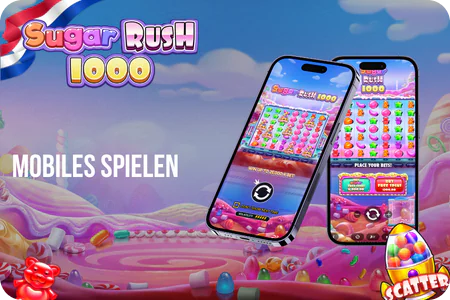 Sugar Rush 1000 download auf einem Smartphone mit Android und iOS Casino-App