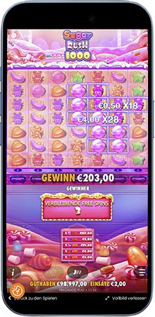 Sugar Rush 1000 Super Free Spins mit Multiplikatoren