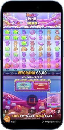 Wygrywający klaster w Sugar Rush 1000 z mechaniką Tumble